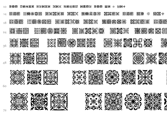 SL Square Ornaments font waterfall